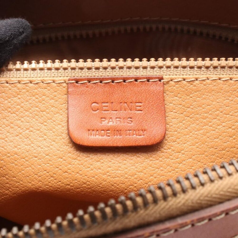 Celine Tote Macadam Dark Brown Canvas Leather Handbag - Picture 4 of 9